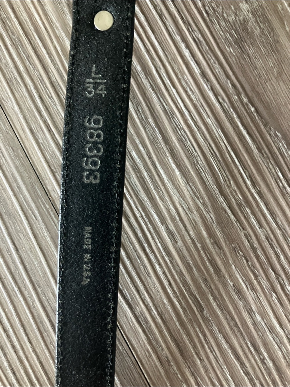 Black Leather Slim Belt with Gold Stud Accents - Picture 2 of 3